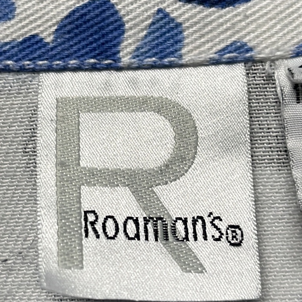 Roaman’s Blue & White Floral Denim Jacket 16W - Picture 5 of 15